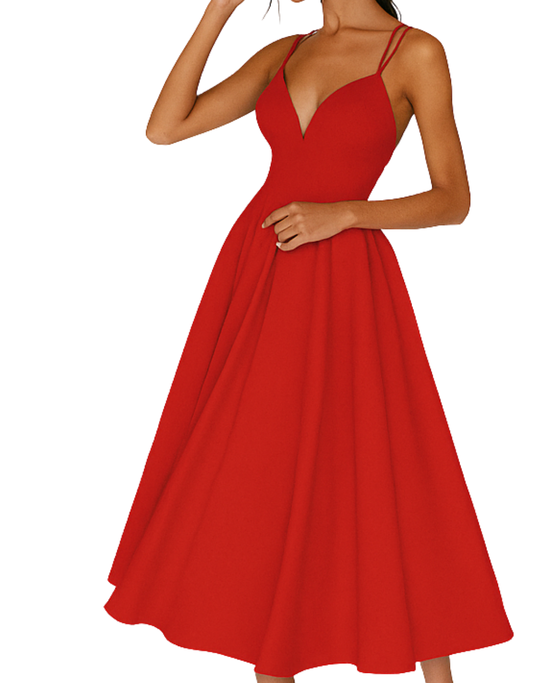 Women's Wedding Guest Strappy Midi Dress – Elegant Occasion Style