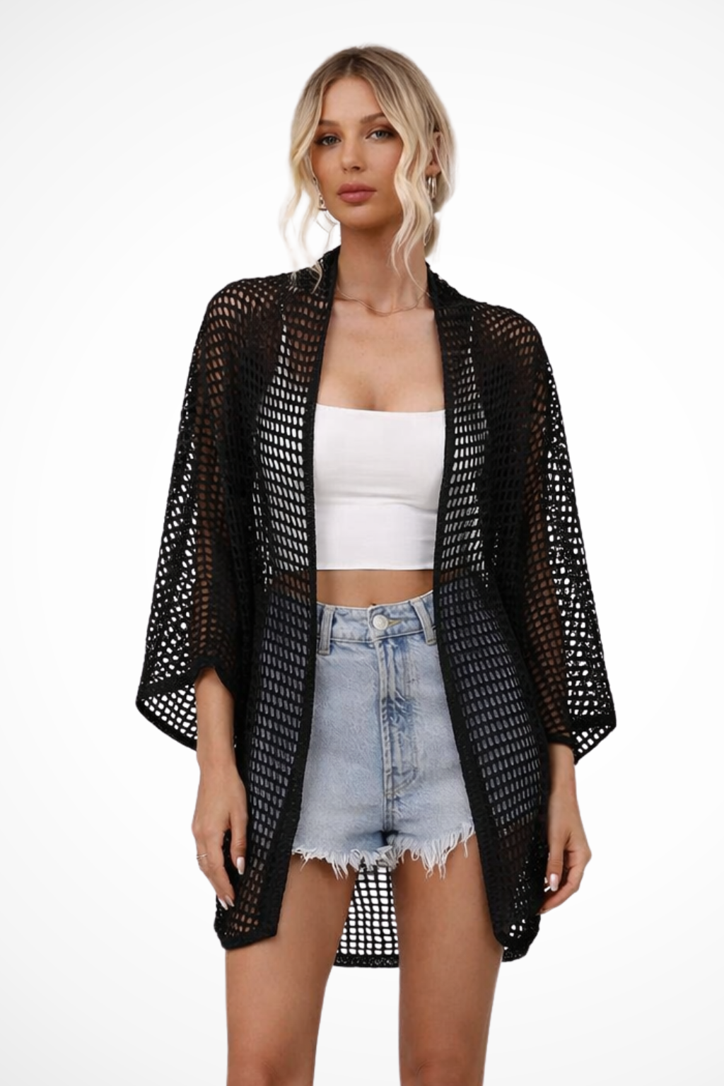 Women's Crochet Cover-Up Cardigan – Lightweight Layering Style