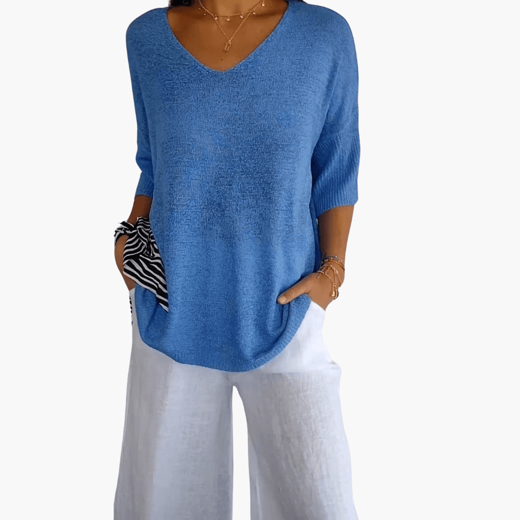 Women's Loose V-Neck Summer Top – Casual Everyday Comfort