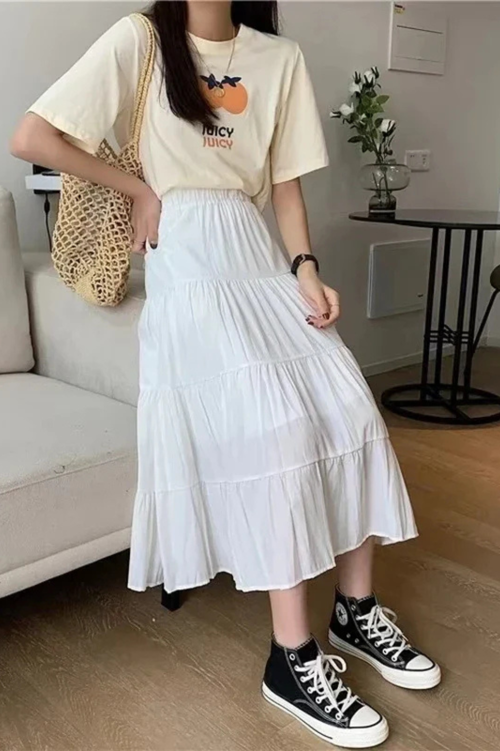 Women's High Waist Tiered Maxi Skirt – Flowy Everyday Style