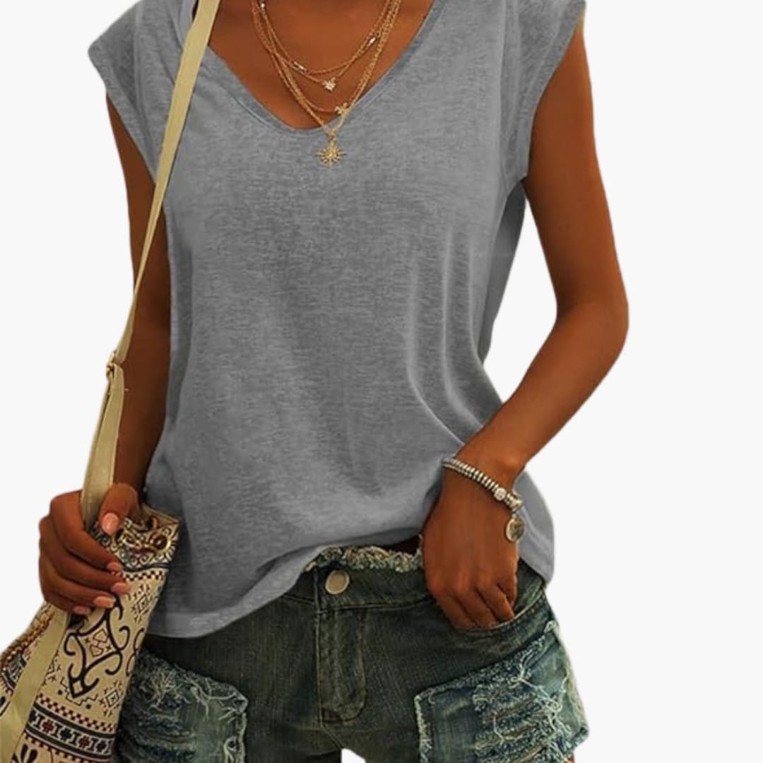 Women's Stretch V-Neck Top – Cap Sleeve Easy Everyday Style