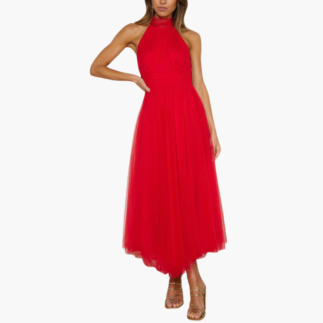 Women's Sleeveless A-Line Dress – Tailored Waist Seam Clean Straight Hem