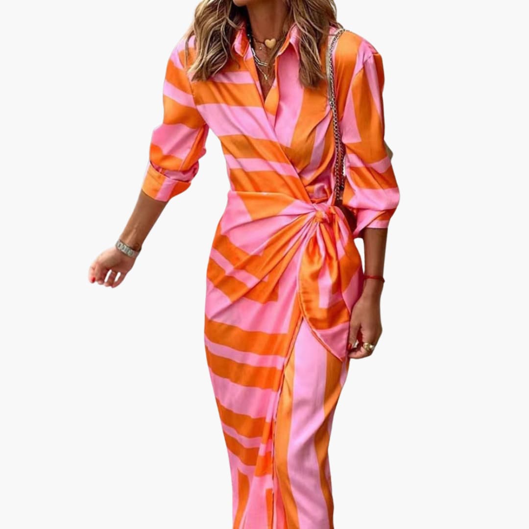 Women's Striped Cotton Maxi Shirt Dress – Relaxed Everyday Style
