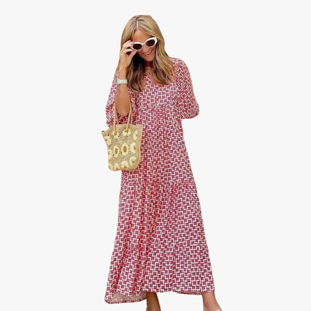 Women's Boho Maxi Dress – Floral Pattern Loose Fit Flowy Comfort