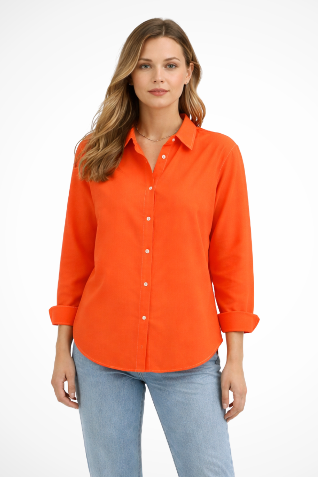 Women's Relaxed Fit Button-Down Shirt – Long Sleeve Collared Style