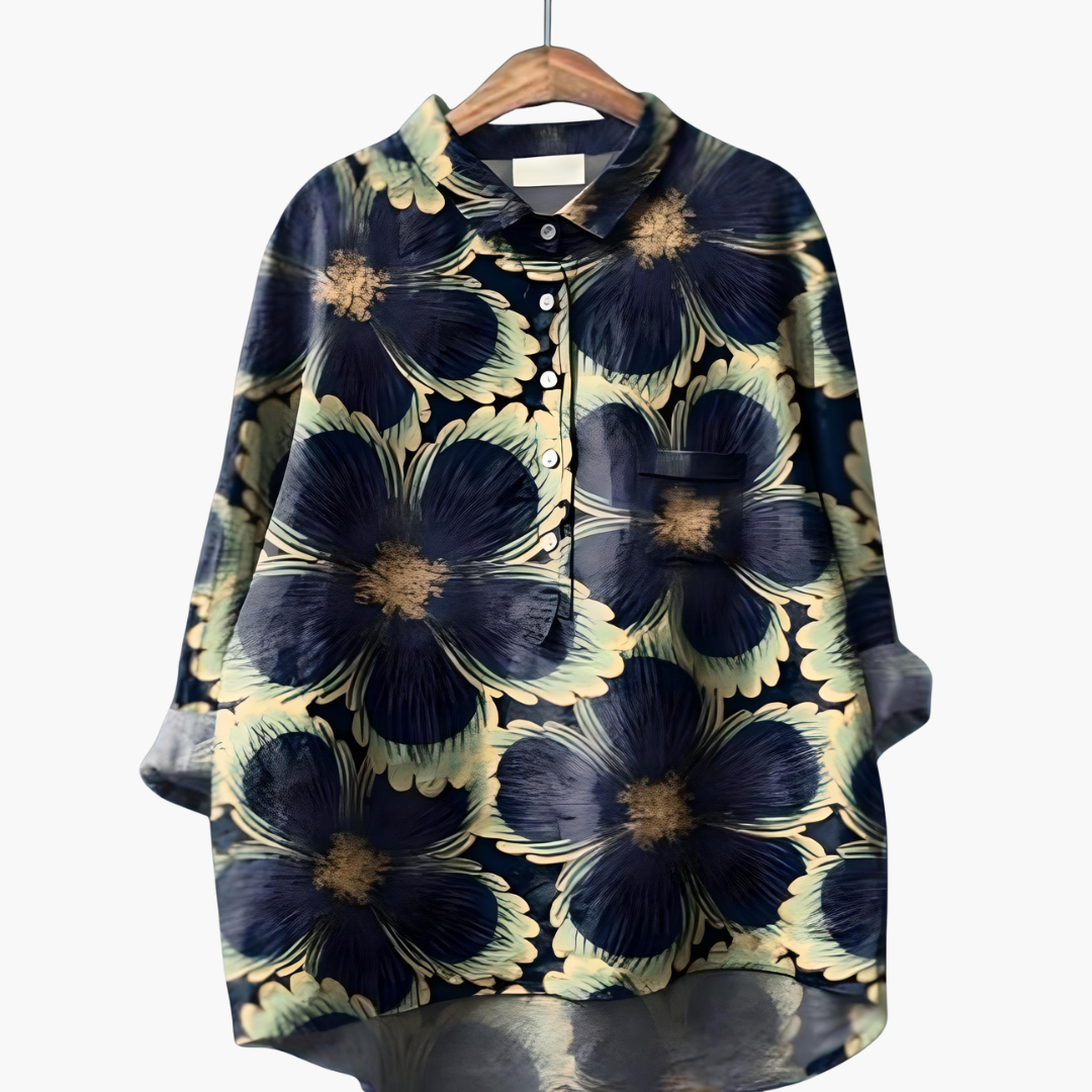 Women's Floral Long Sleeve Summer Blouse – Light Elegant Everyday Style