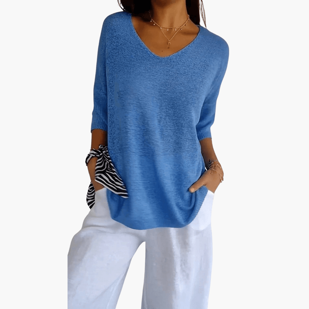 Women's Loose V-Neck Summer Top – Casual Everyday Comfort