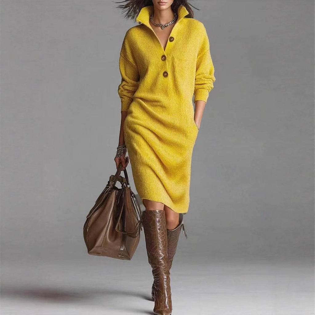 Women's Turtleneck Sweater Dress – Long Sleeve Ribbed Hem Cozy Knit