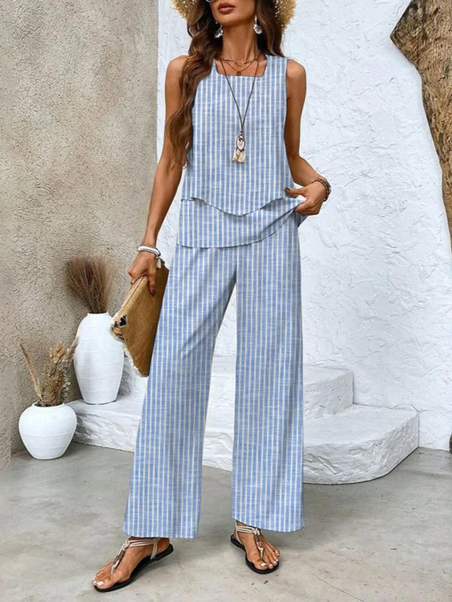 Women's Floral Top and Pants Set – Elegant Flattering Comfortable Style