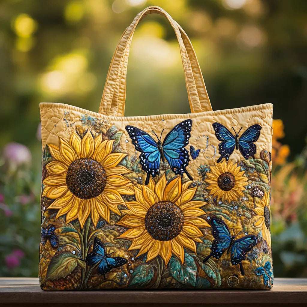 Quilted Bag – Sunflowers and Blue Butterflies