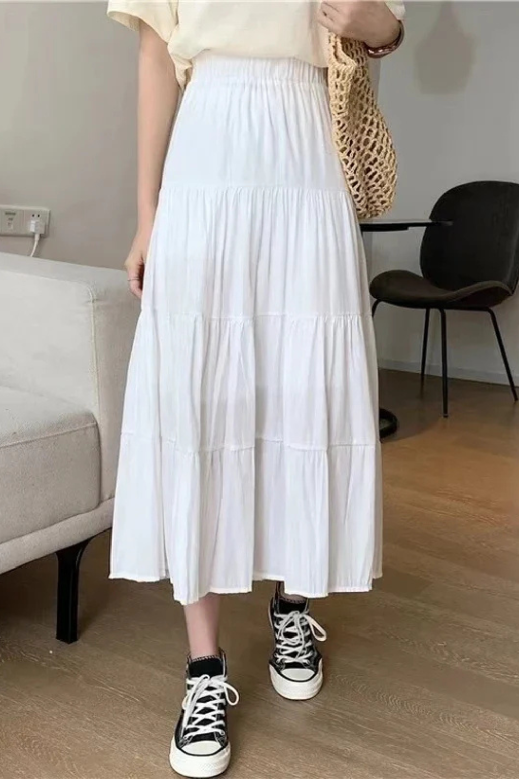 Women's High Waist Tiered Maxi Skirt – Flowy Everyday Style