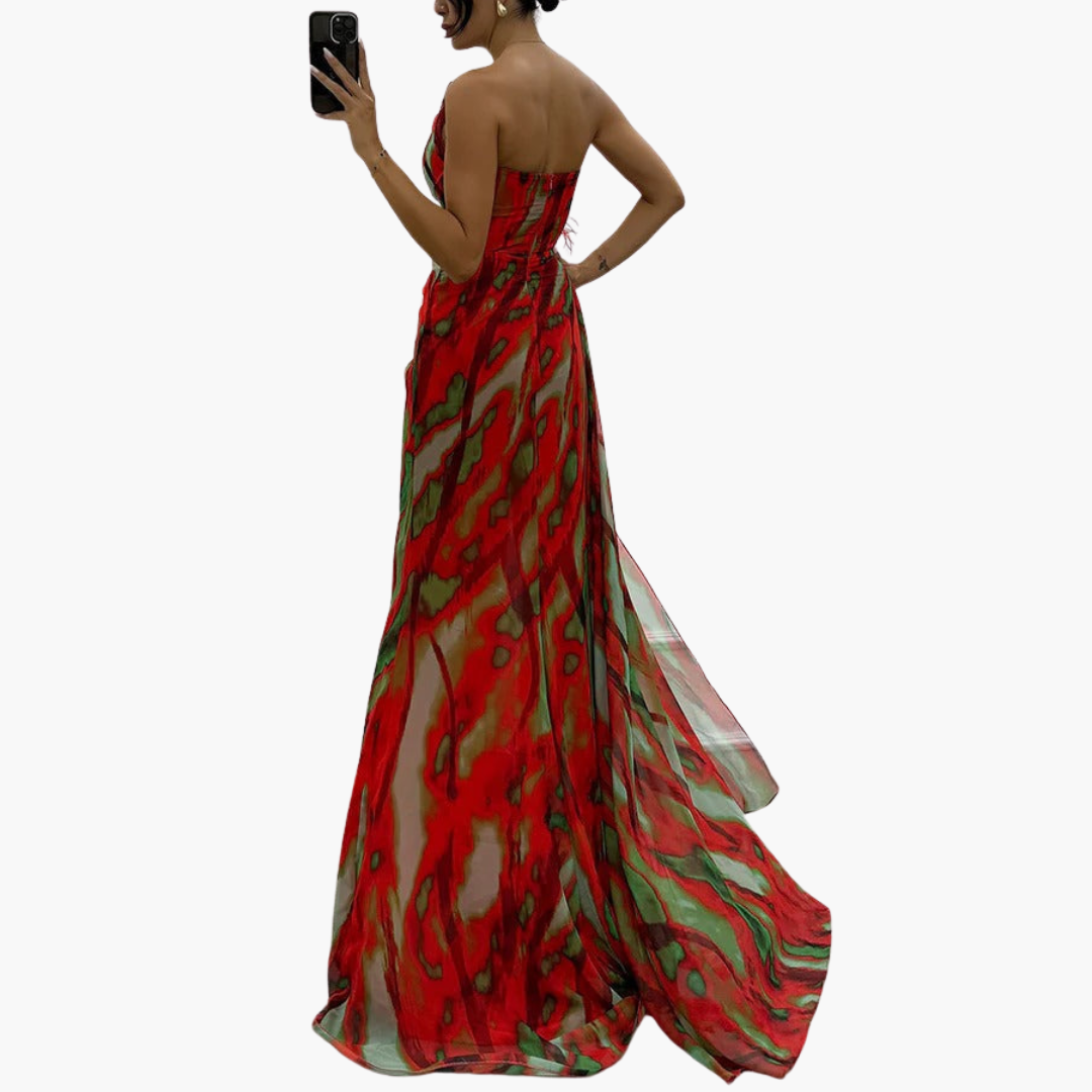 Women's One-Shoulder Maxi Dress – Flowing Silhouette Elegant Statement Style