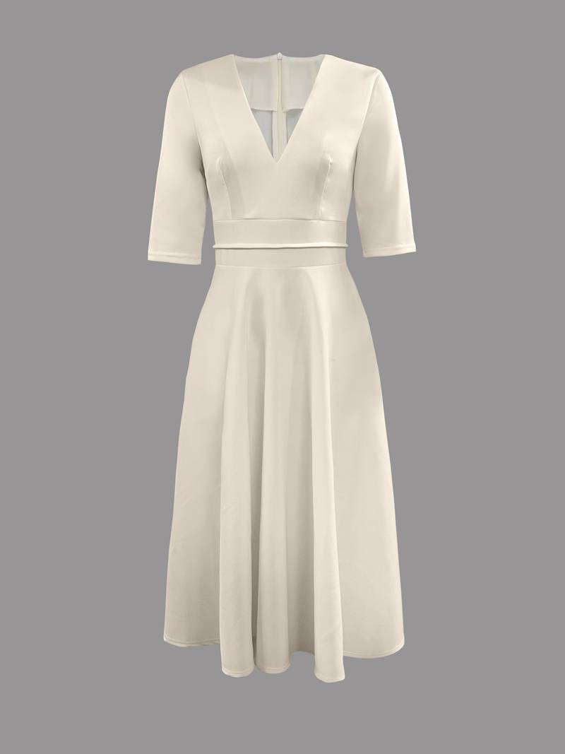 Women's Wedding Guest Flared Midi Dress – Elegant Occasion Style