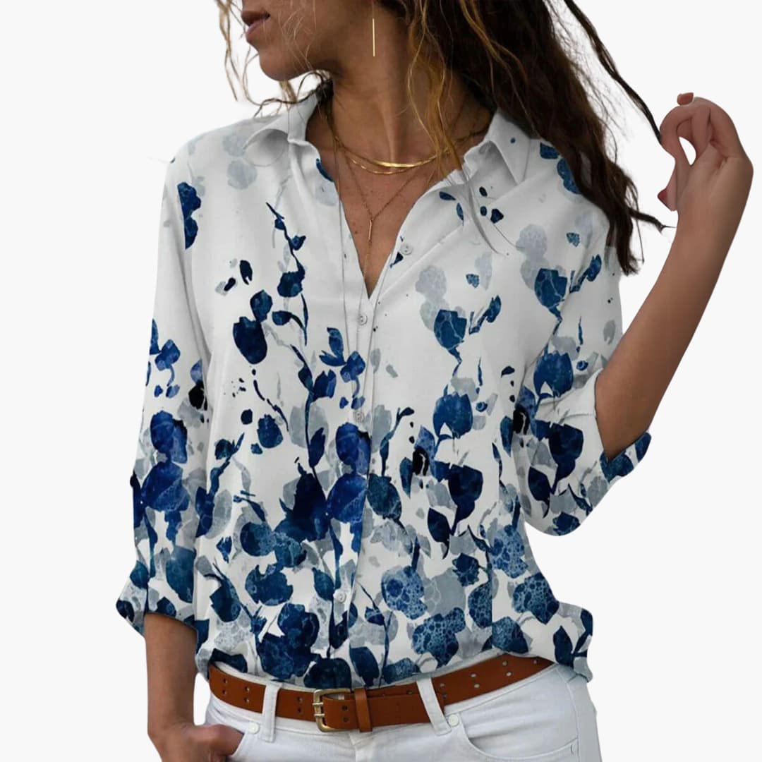 Women's Floral Colorblock Blouse – Stylish Comfortable Everyday Wear