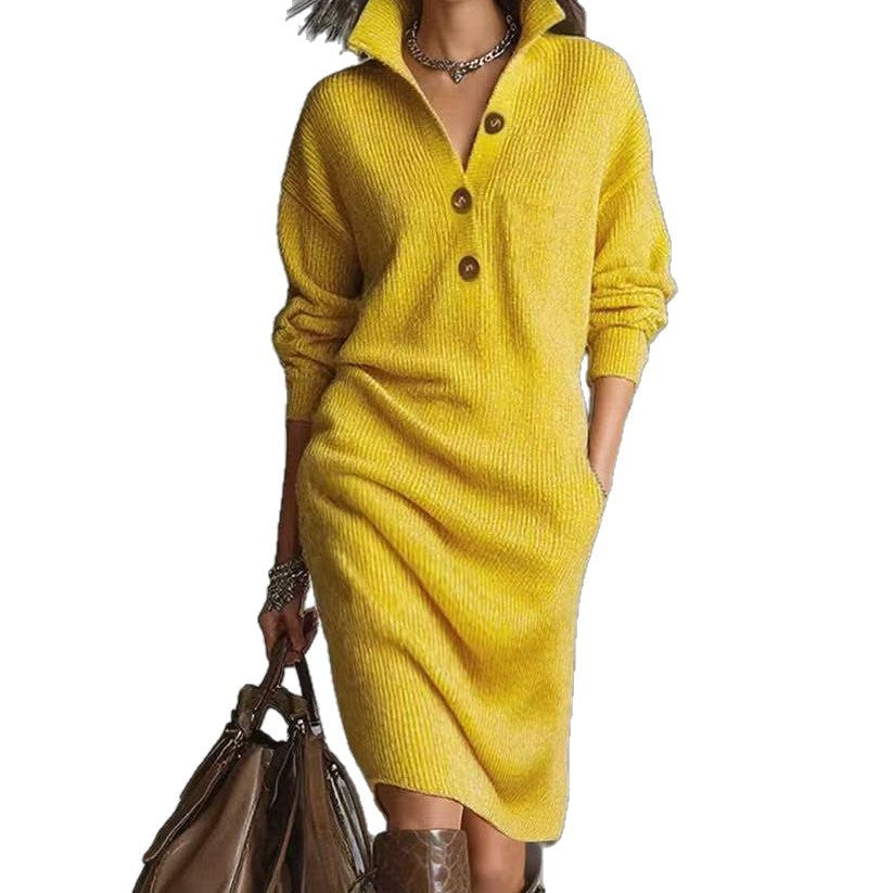 Women's Turtleneck Sweater Dress – Long Sleeve Ribbed Hem Cozy Knit