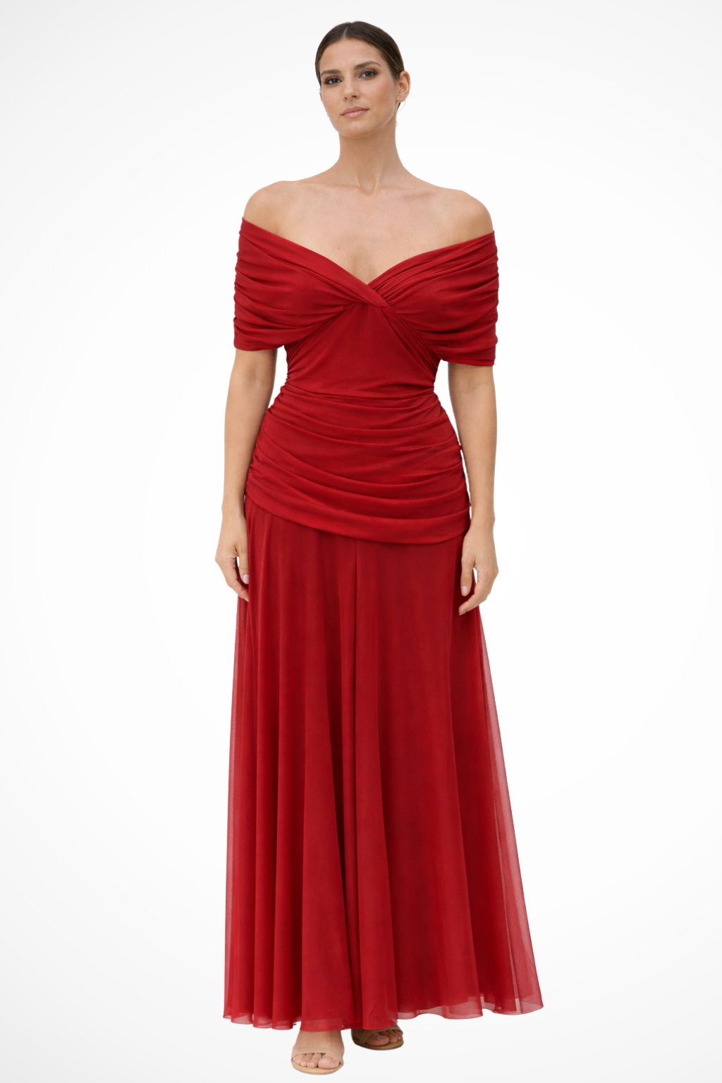 Women's Off-Shoulder Pleated Dress – Elegant Summer Style