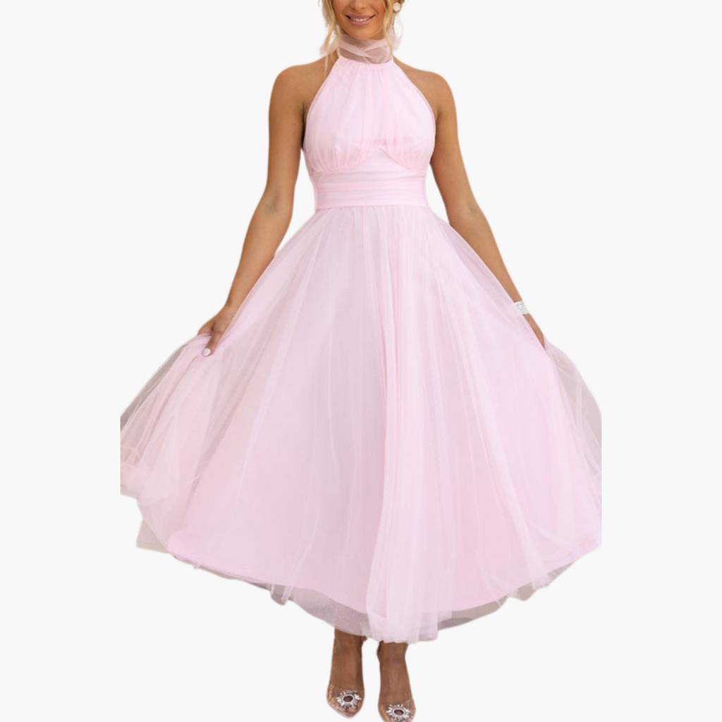 Women's Sleeveless A-Line Dress – Tailored Waist Seam Clean Straight Hem