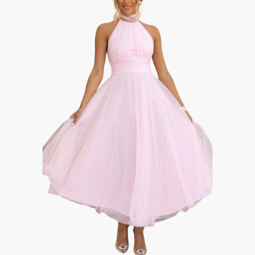 Women's Sleeveless A-Line Dress – Tailored Waist Seam Clean Straight Hem