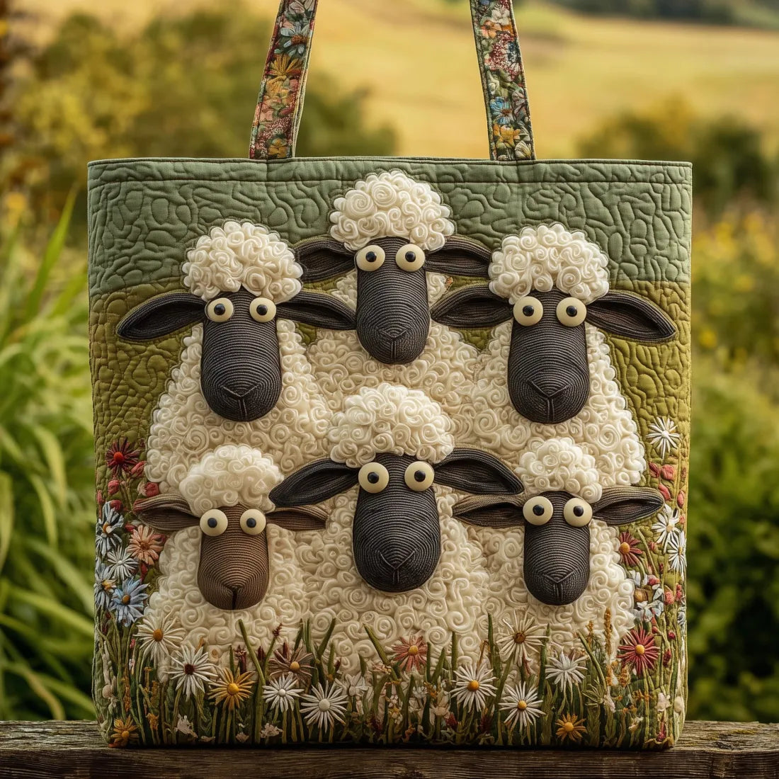 Quilted Bag – Five Sheep