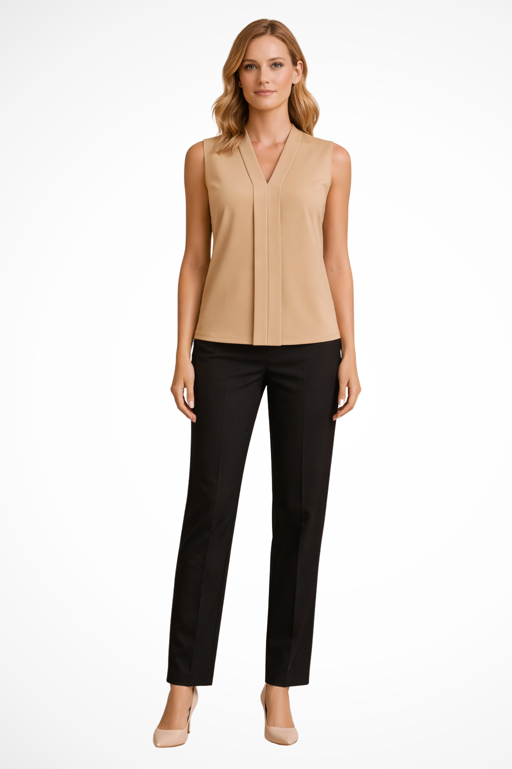 Women's Sleeveless V-Neck Blouse – Elegant Everyday Style