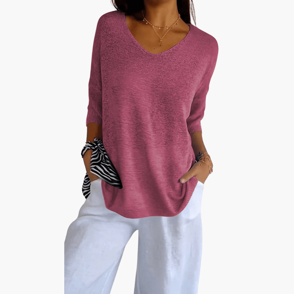 Women's Loose V-Neck Summer Top – Casual Everyday Comfort