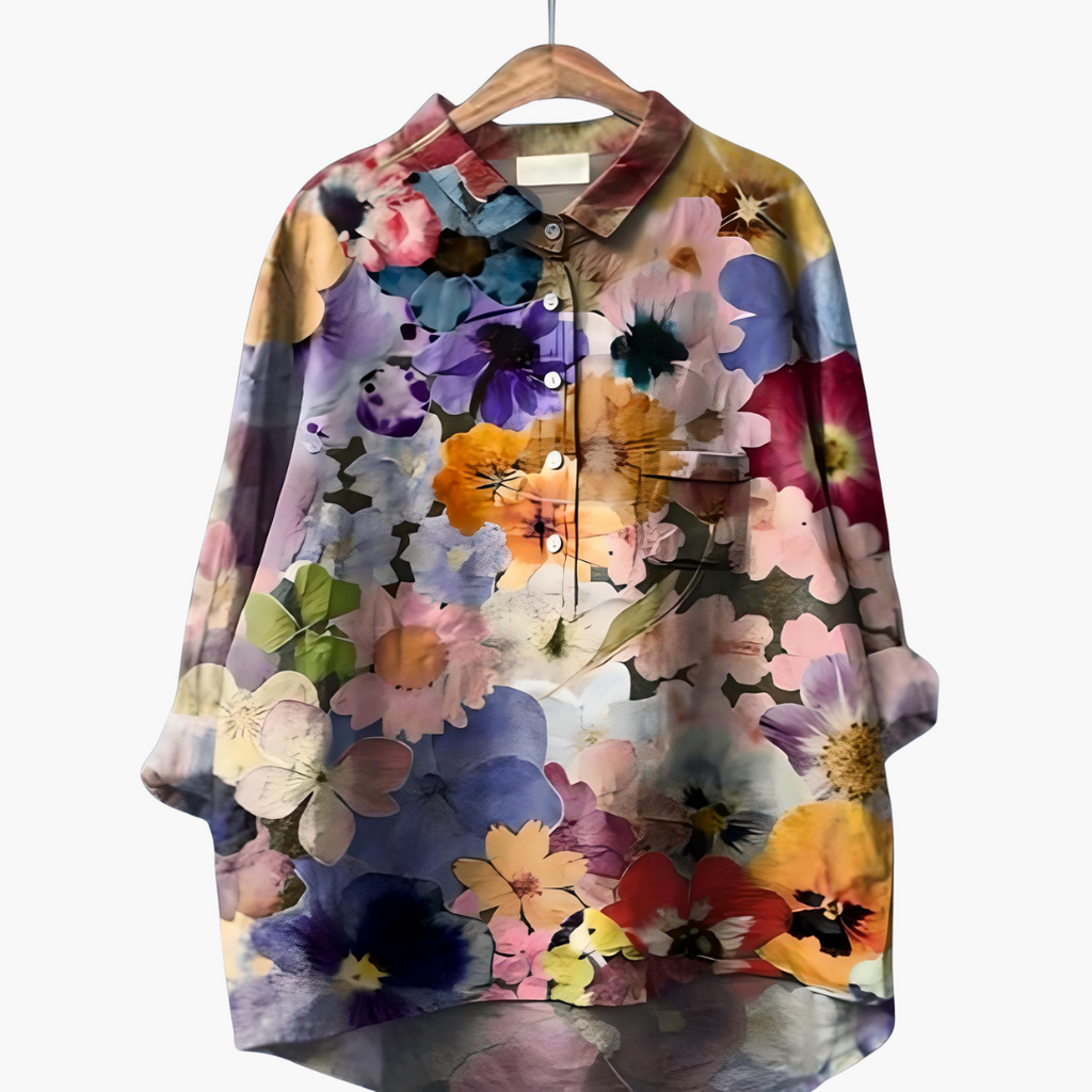 Women's Floral Long Sleeve Summer Blouse – Light Elegant Everyday Style