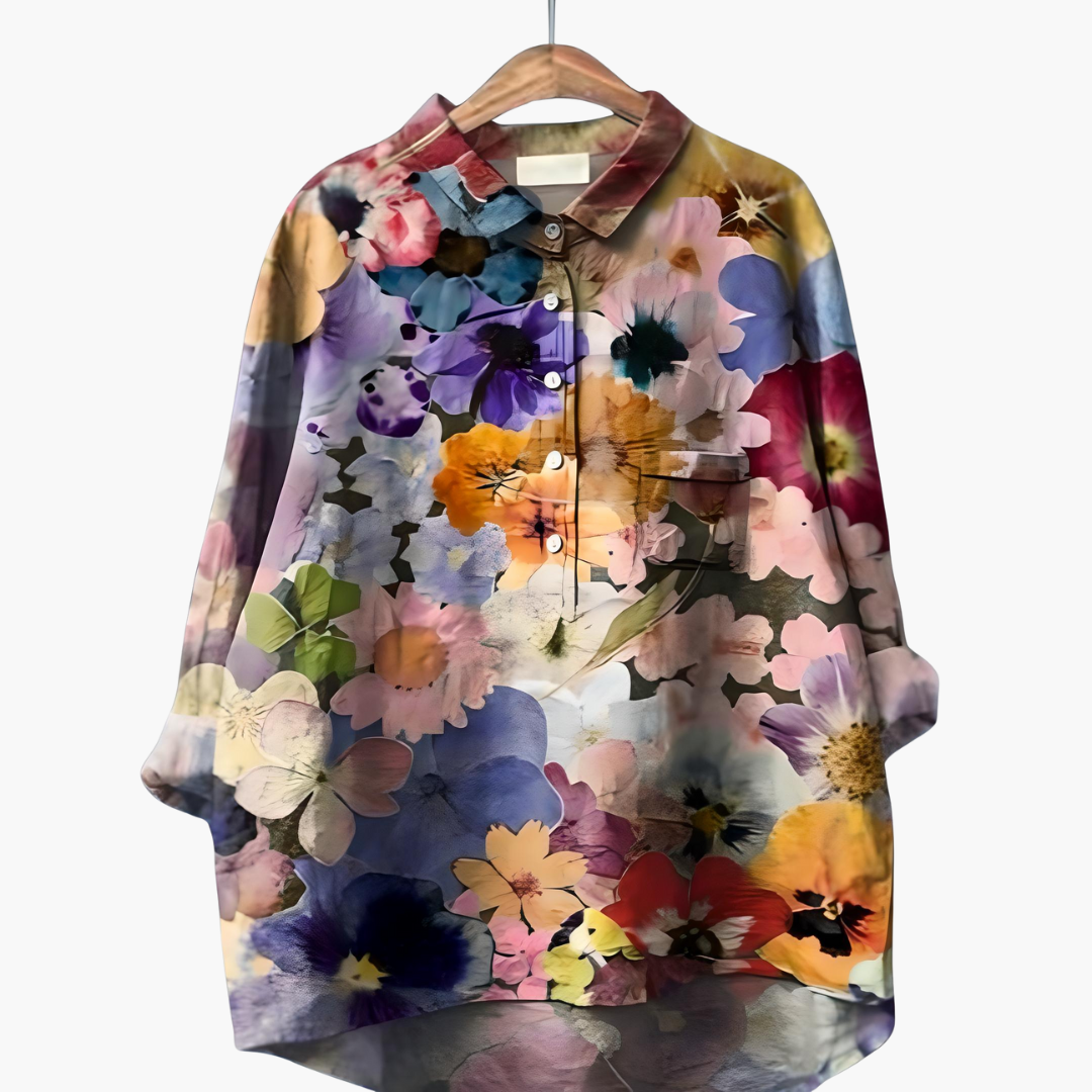 Women's Floral Long Sleeve Summer Blouse – Light Elegant Everyday Style