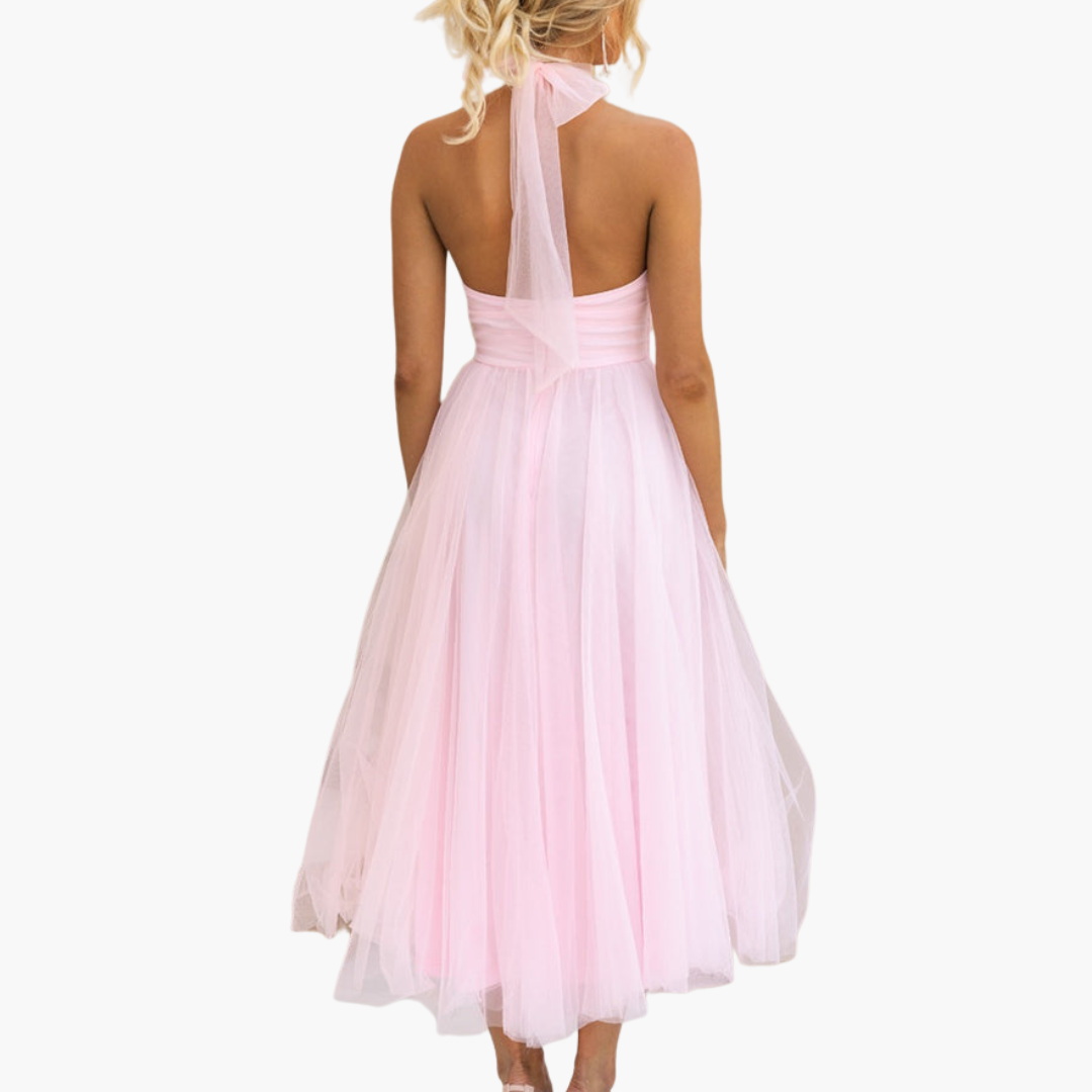 Women's Sleeveless A-Line Dress – Tailored Waist Seam Clean Straight Hem