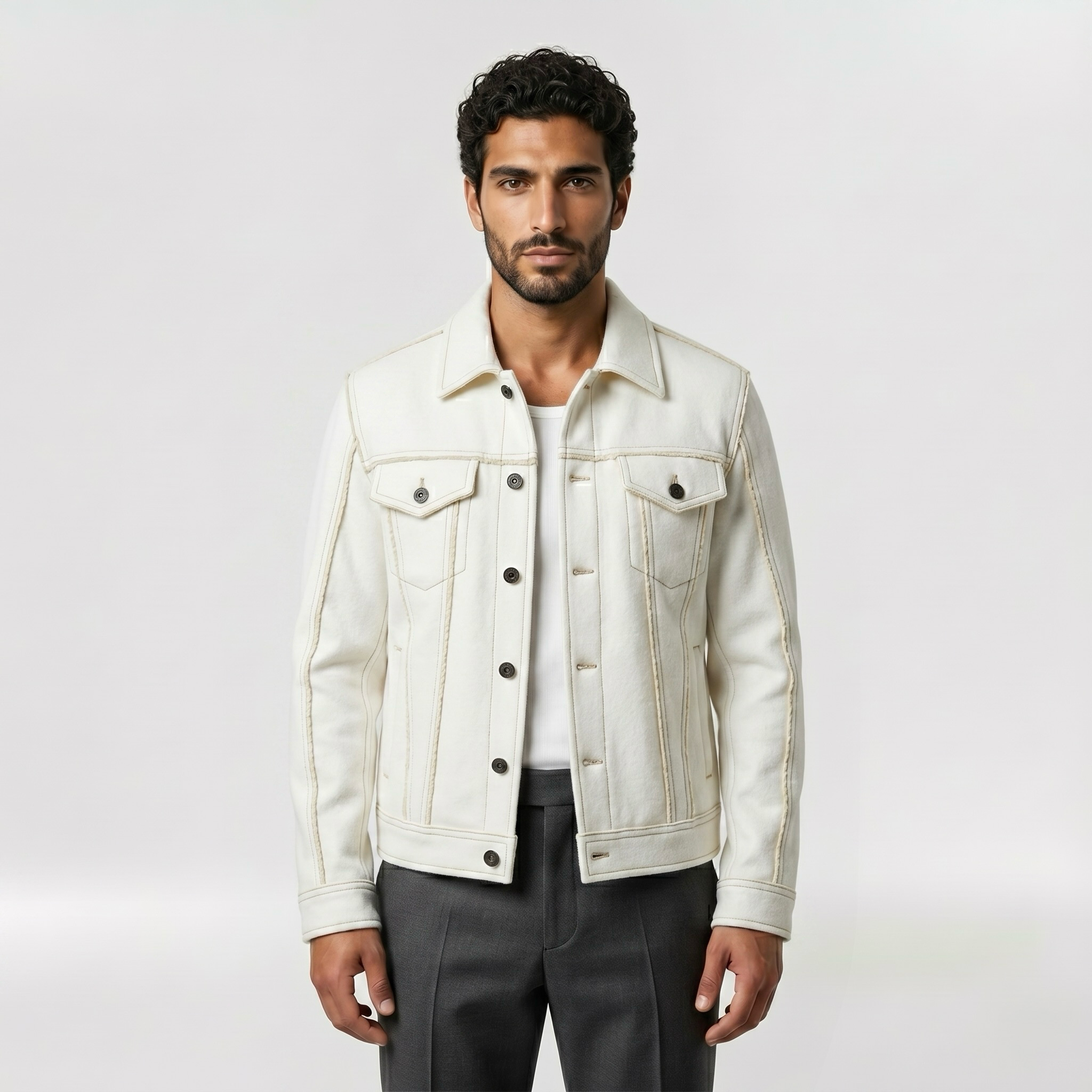 Men's Contrast-Stitch Denim Jacket