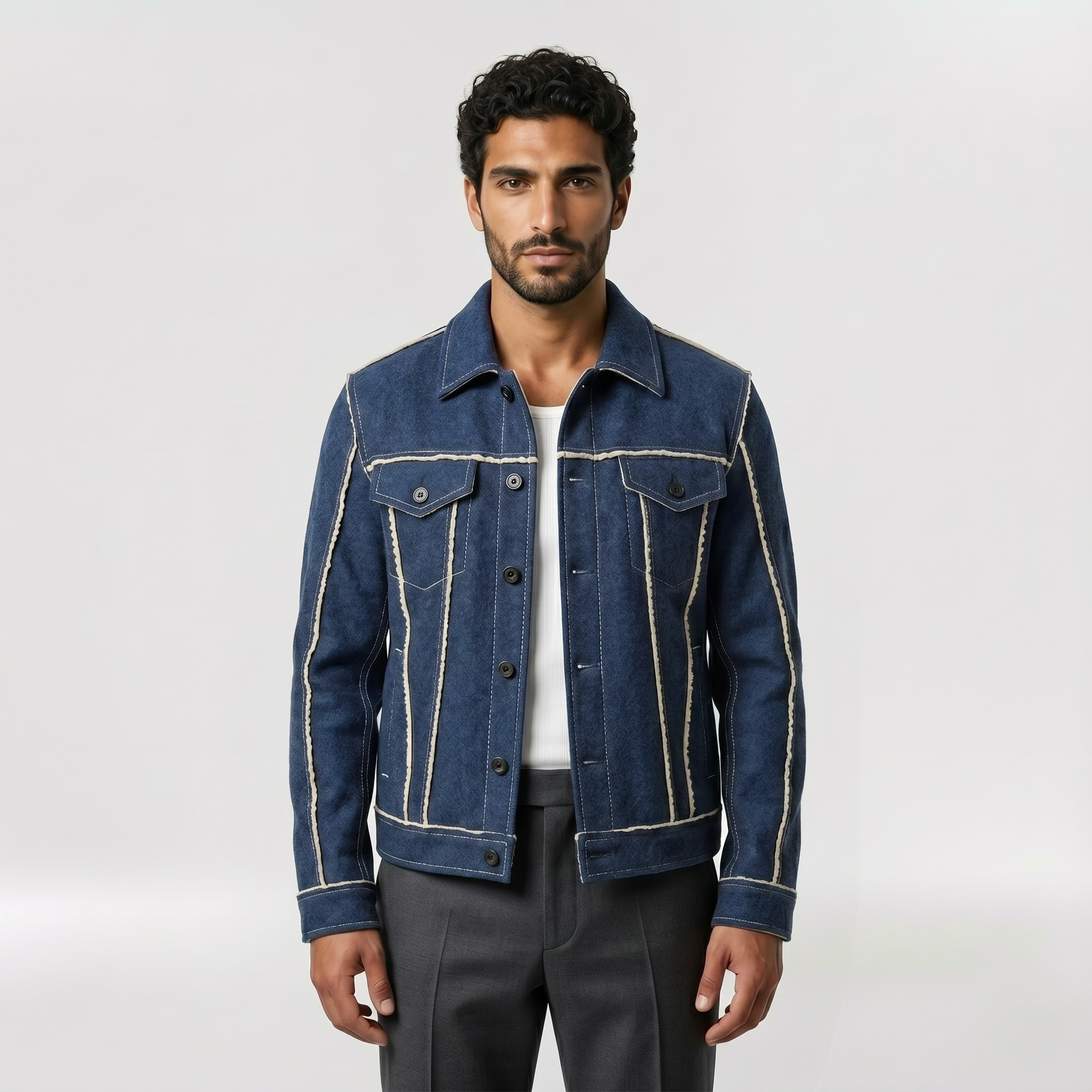 Men's Contrast-Stitch Denim Jacket