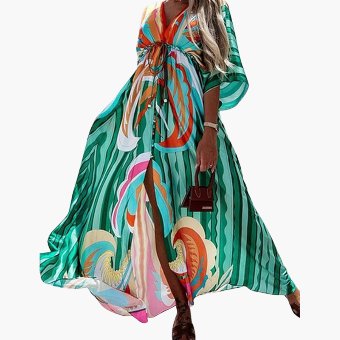 Women's Floral Maxi Summer Dress – Colorful Flowing Everyday Style