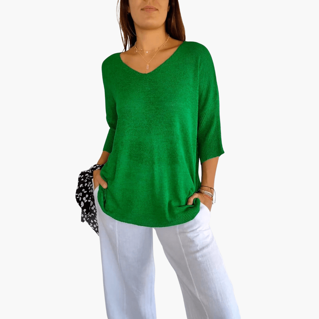 Women's Loose V-Neck Summer Top – Casual Everyday Comfort