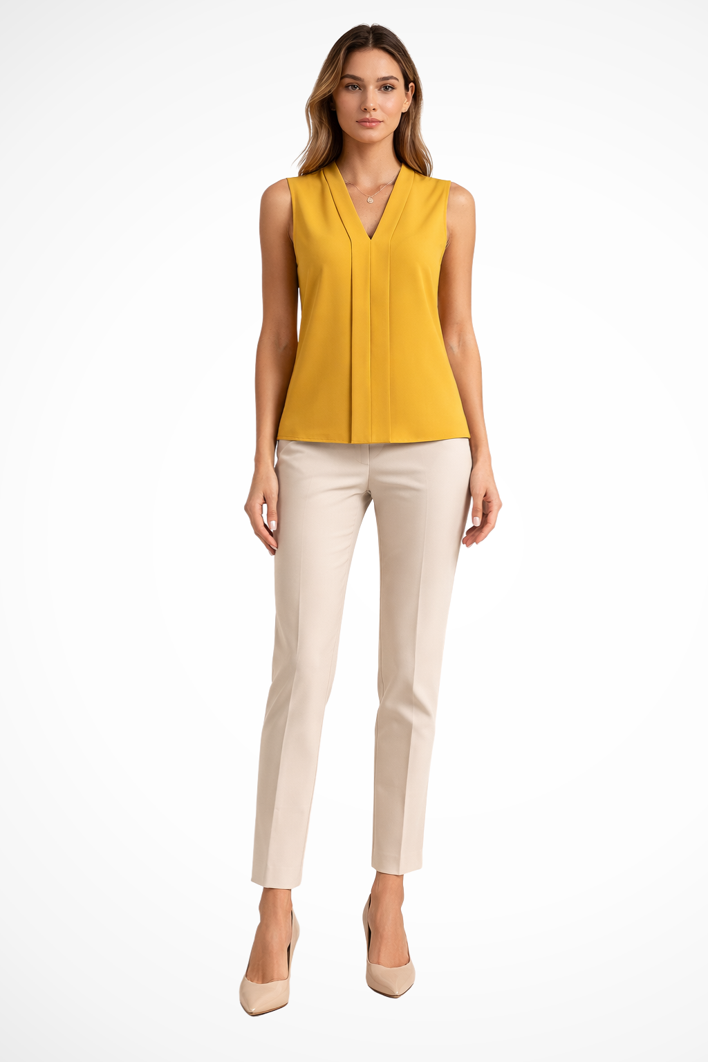 Women's Sleeveless V-Neck Blouse – Elegant Everyday Style