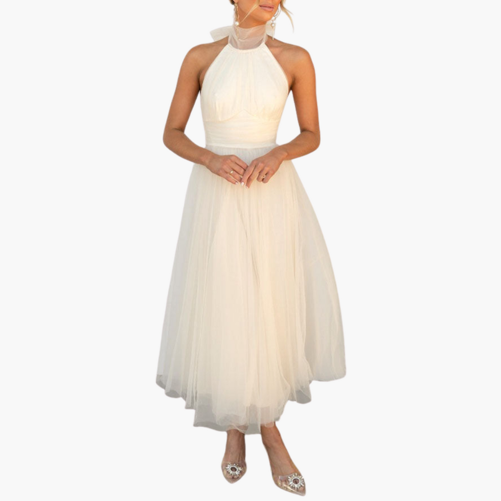 Women's Sleeveless A-Line Dress – Tailored Waist Seam Clean Straight Hem