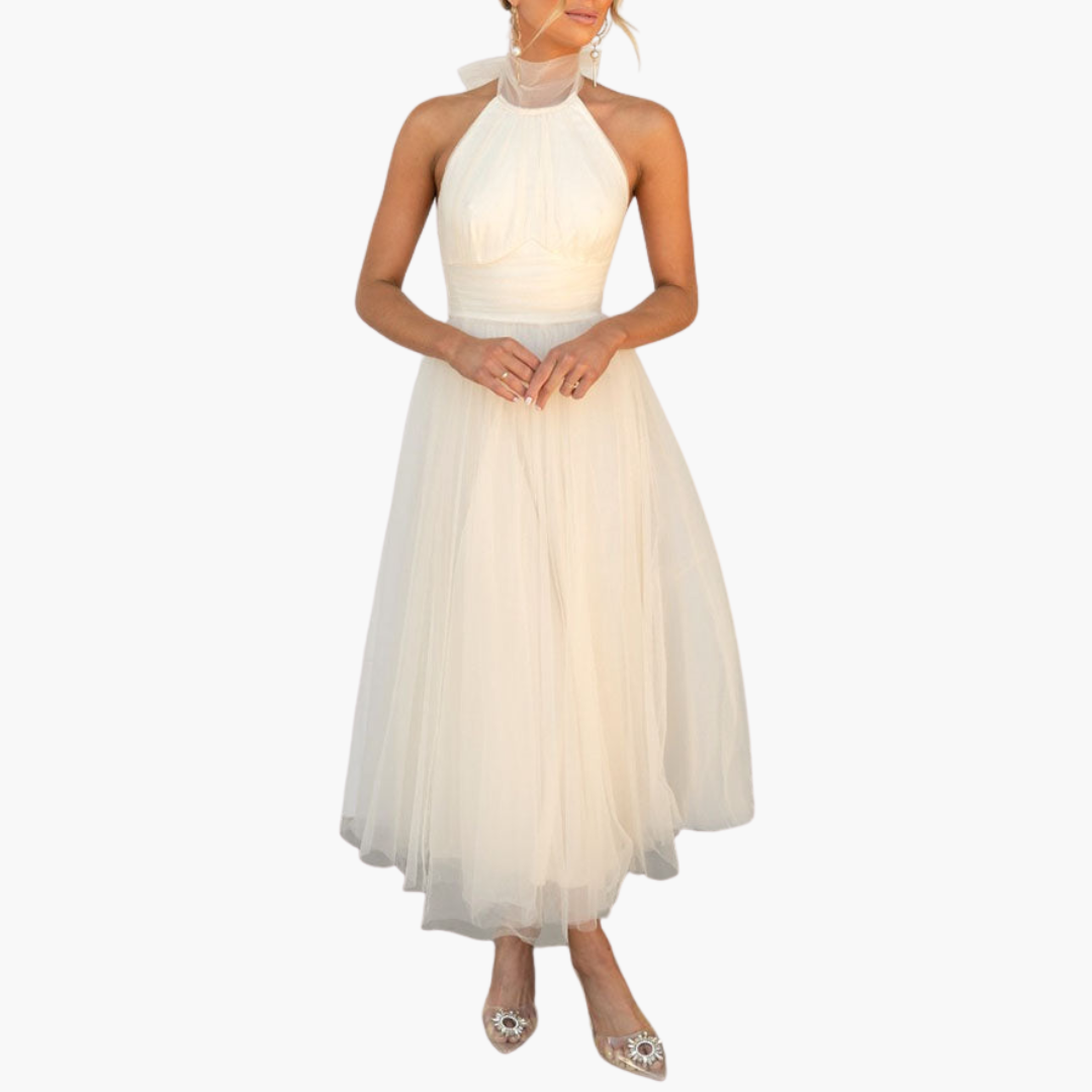 Women's Sleeveless A-Line Dress – Tailored Waist Seam Clean Straight Hem