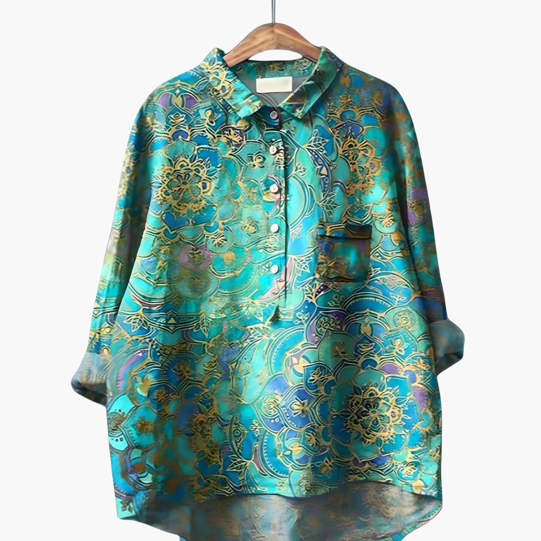 Women's Floral Long Sleeve Summer Blouse – Light Elegant Everyday Style