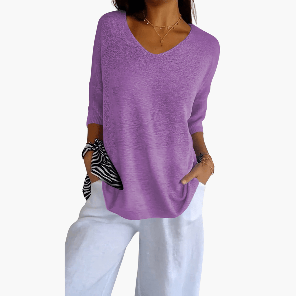 Women's Loose V-Neck Summer Top – Casual Everyday Comfort