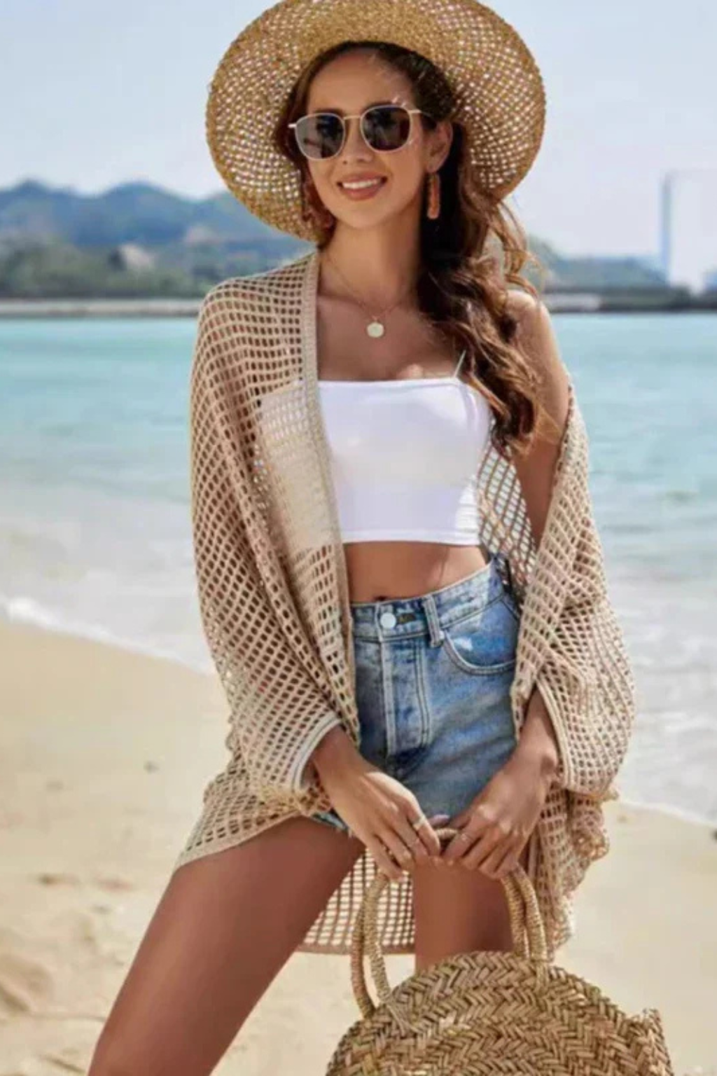 Women's Crochet Cover-Up Cardigan – Lightweight Layering Style