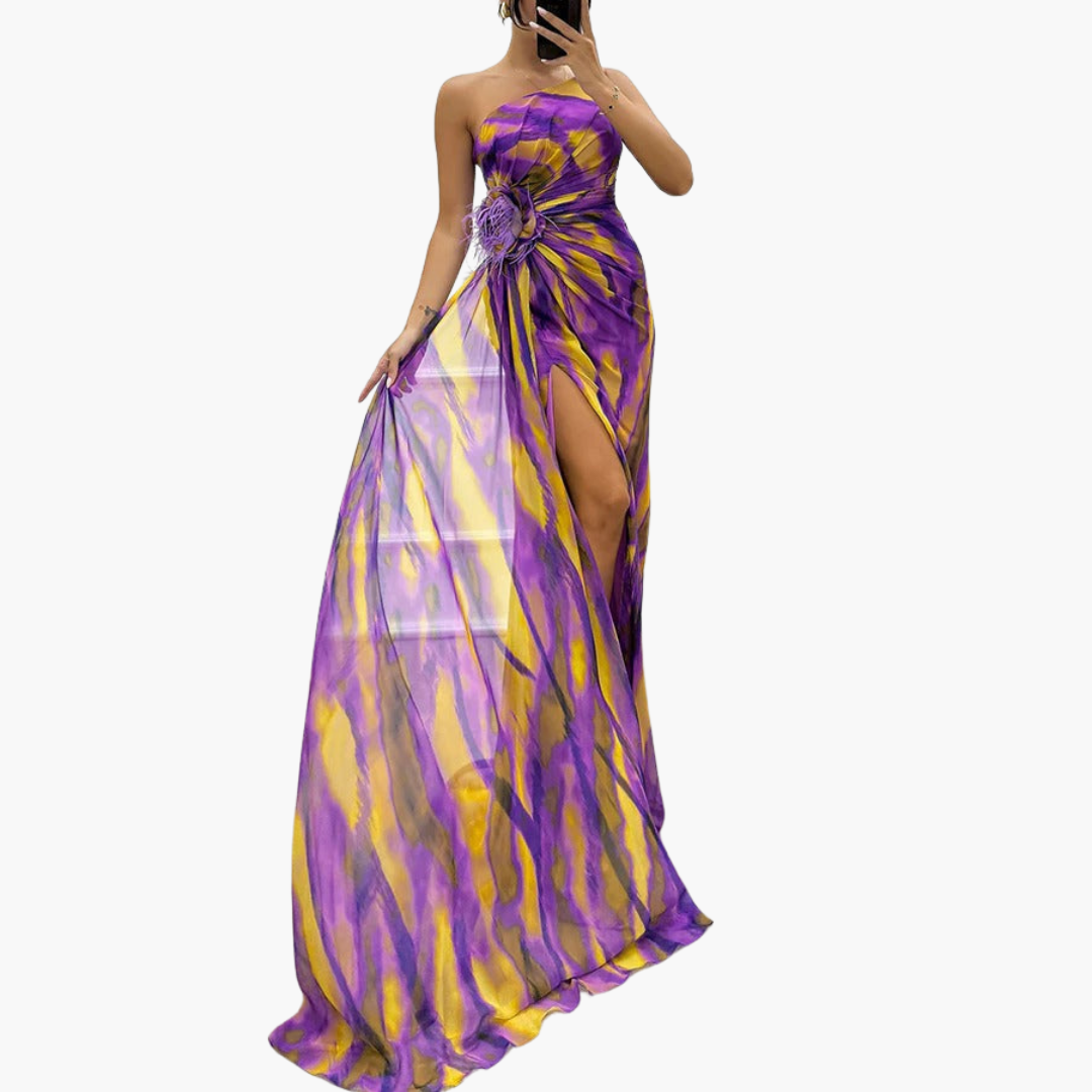 Women's One-Shoulder Maxi Dress – Flowing Silhouette Elegant Statement Style