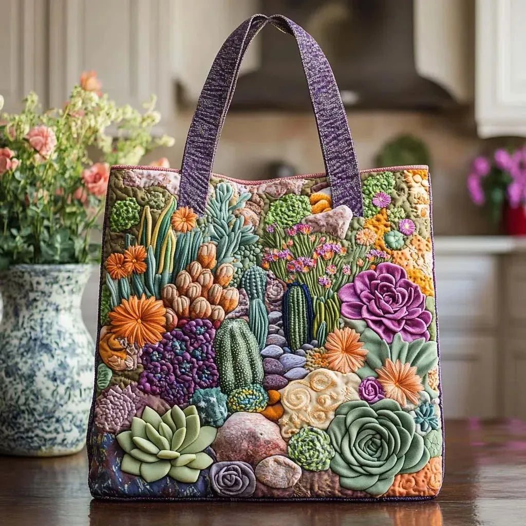 Succulent Garden Quilted Bag – Botanical Everyday Accessory