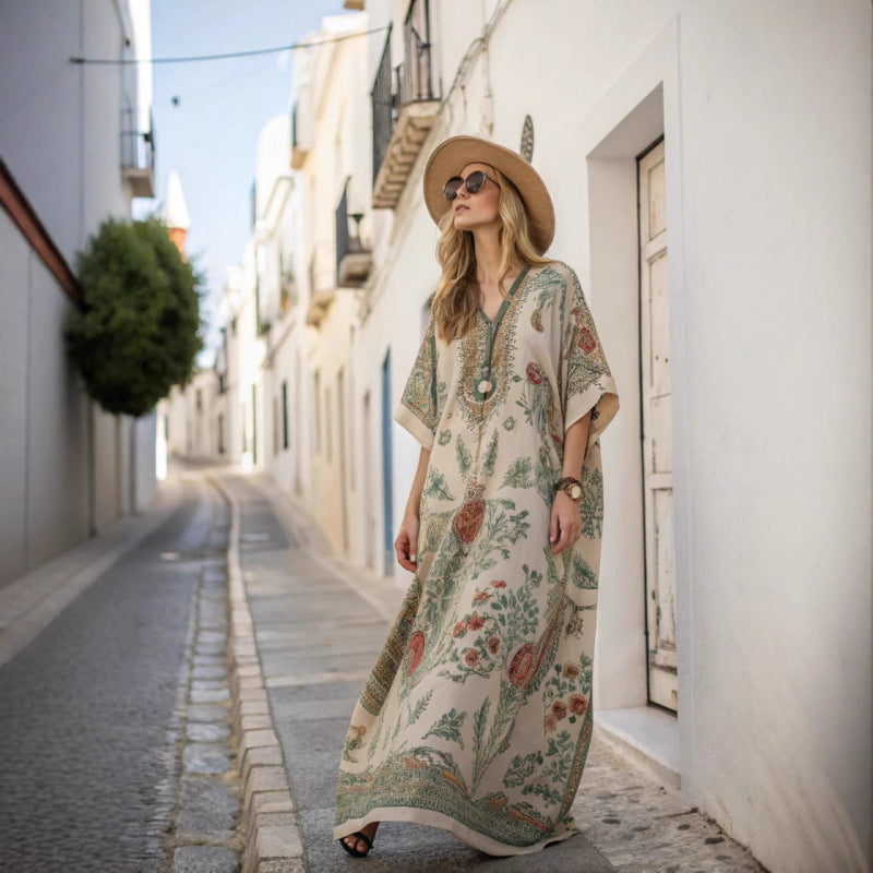 Women's Bohemian Maxi Dress – Flowy Summer Casual Vacation