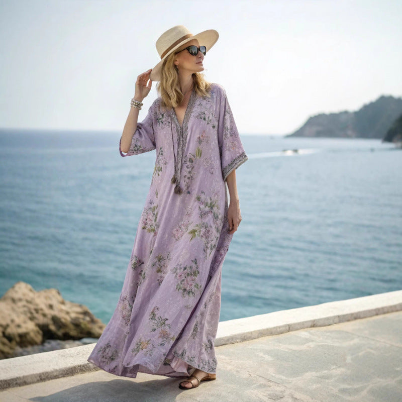 Women's Bohemian Maxi Dress – Flowy Summer Casual Vacation