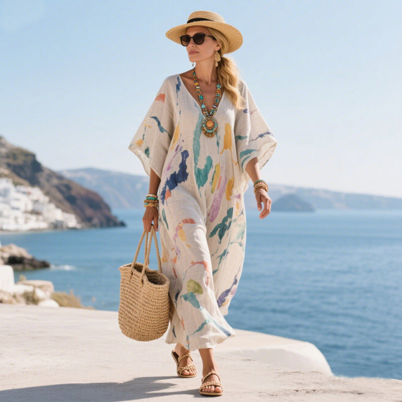 Women's Bohemian Maxi Dress – Flowy Summer Casual Vacation
