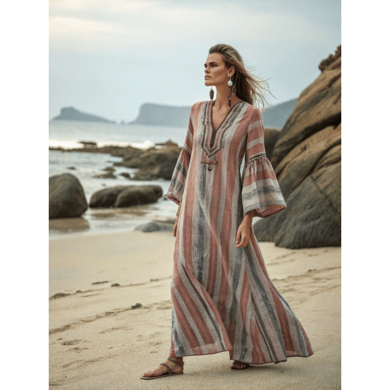 Women's Bohemian Maxi Dress – Flowy Summer Casual Vacation