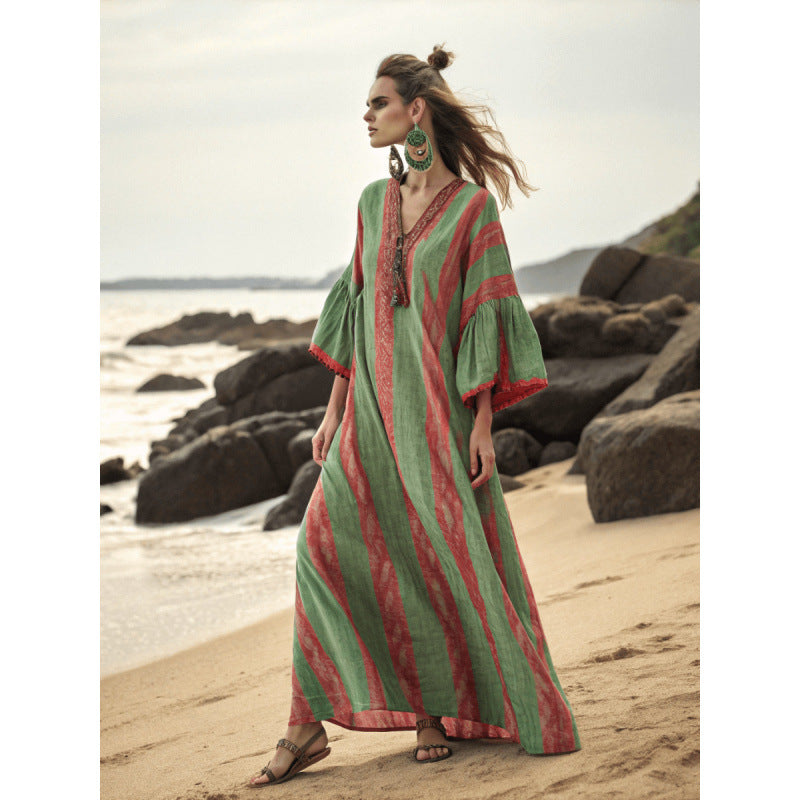 Women's Bohemian Maxi Dress – Flowy Summer Casual Vacation