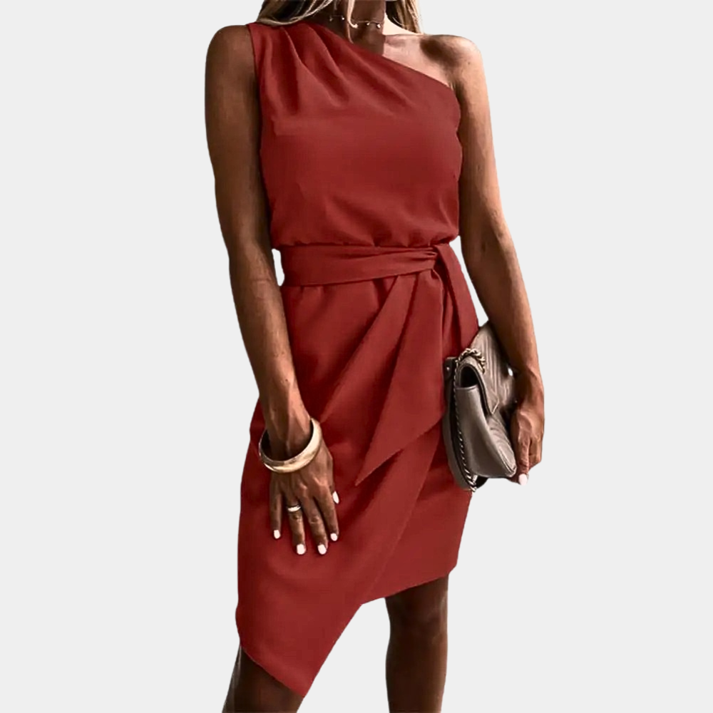 Women's One-Shoulder Midi Dress – Elegant Feminine Occasion Style