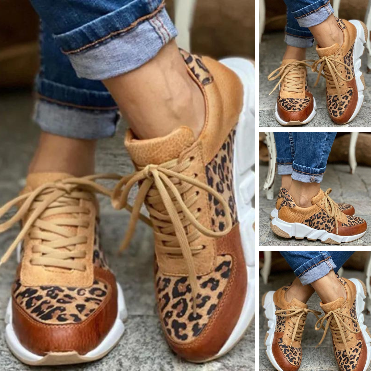 Women's Lace-Up Street Sneakers – Casual Running Inspired Style