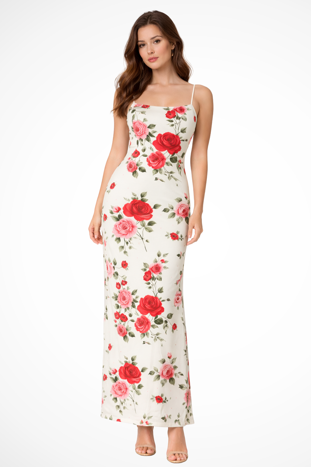 Women's Floral Spaghetti Strap Maxi Dress – Summer Wedding Style