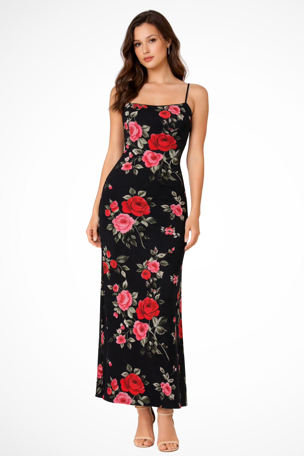 Women's Floral Spaghetti Strap Maxi Dress – Summer Wedding Style