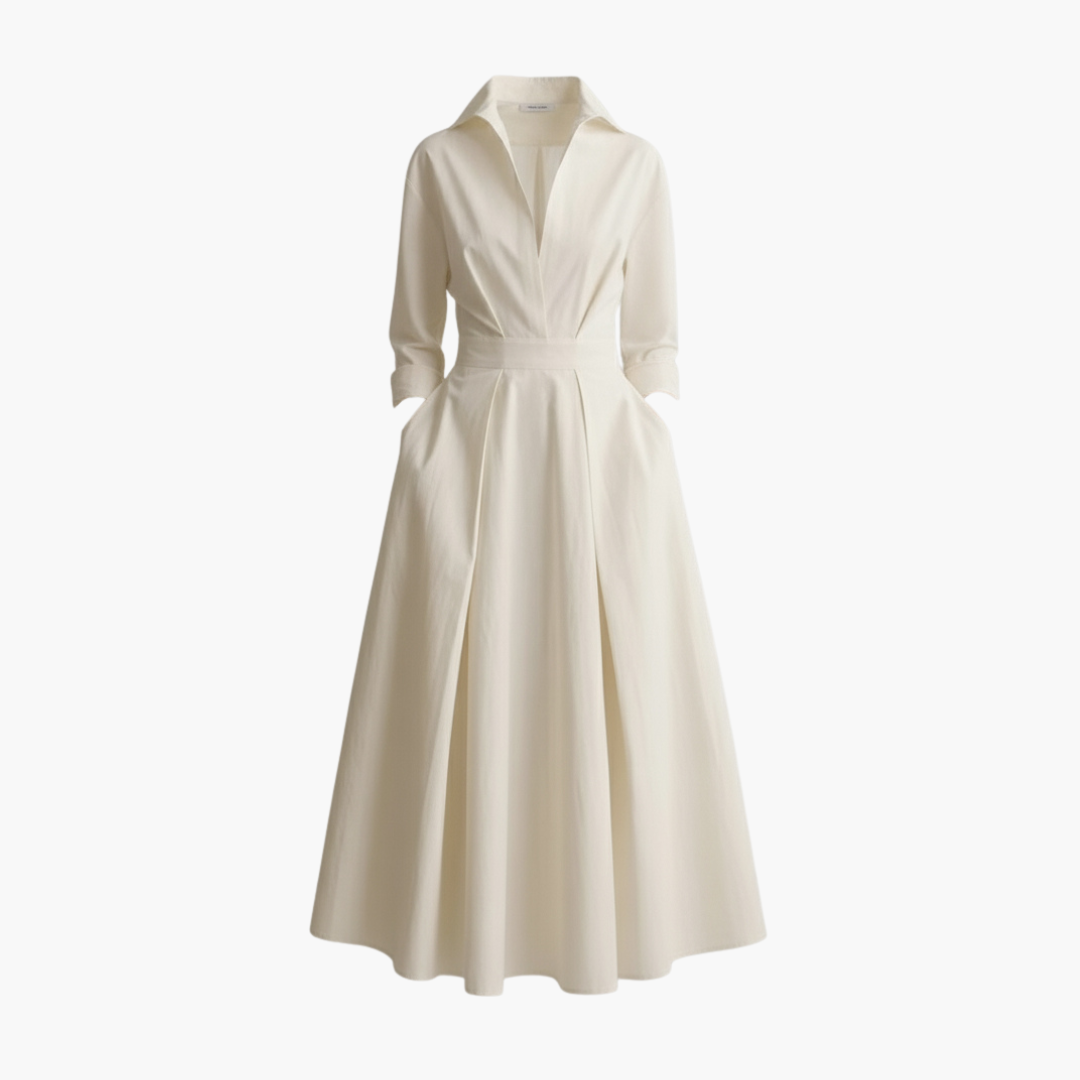 Women's Long Shirt Dress – Waist Detail Button Front Everyday Elegance
